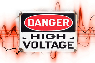 High Voltage with red lightening